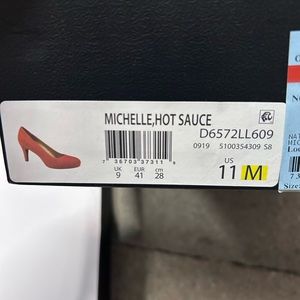 Red short suede heel, worn once